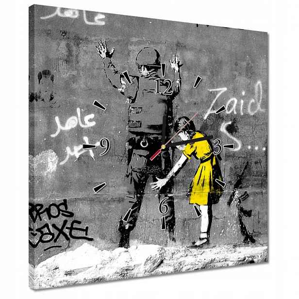 Hodiny 40x40 Banksy holčička