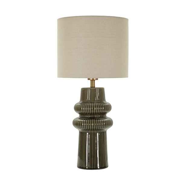 Khaki/krémová keramická stolní lampa s textilním stínidlem (výška 64,5 cm) Harmony – Mauro Ferretti