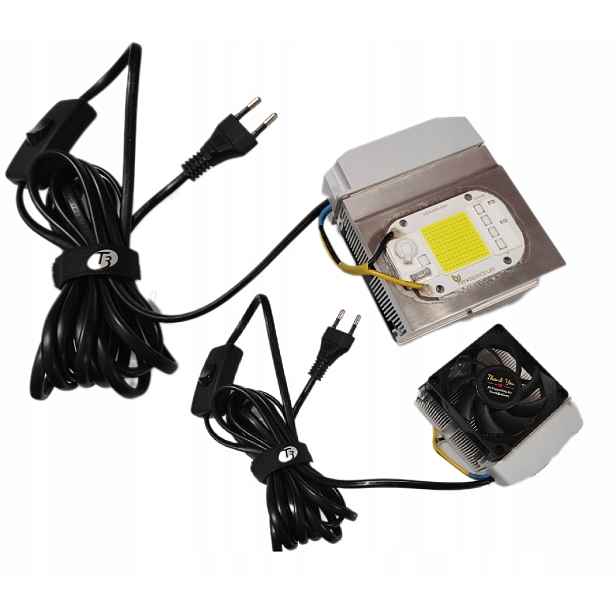 Led Lampa Grow Pro Pěstování Rostlin 50W Barva Studená Bílá 6500K Na Chladiči