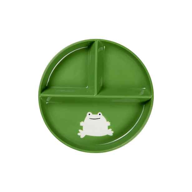 Porcelánový talíř průměr 18 cm Buddies ASA Selection - zelený s žabkou