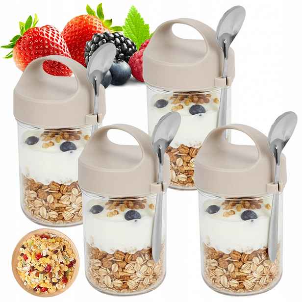 Sklenice Na Jogurt Ovesnou Kaši Overnight Oats Hermetické Víčka