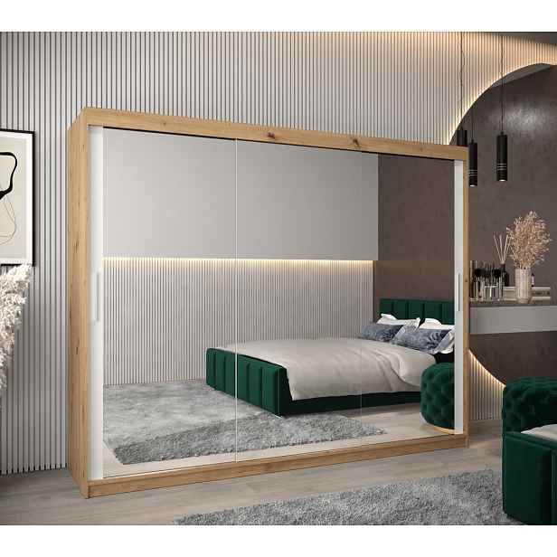 Skříň s posuvnými dveřmi v šířce 250 cm TIMEA 3 - dub artisan / bílá