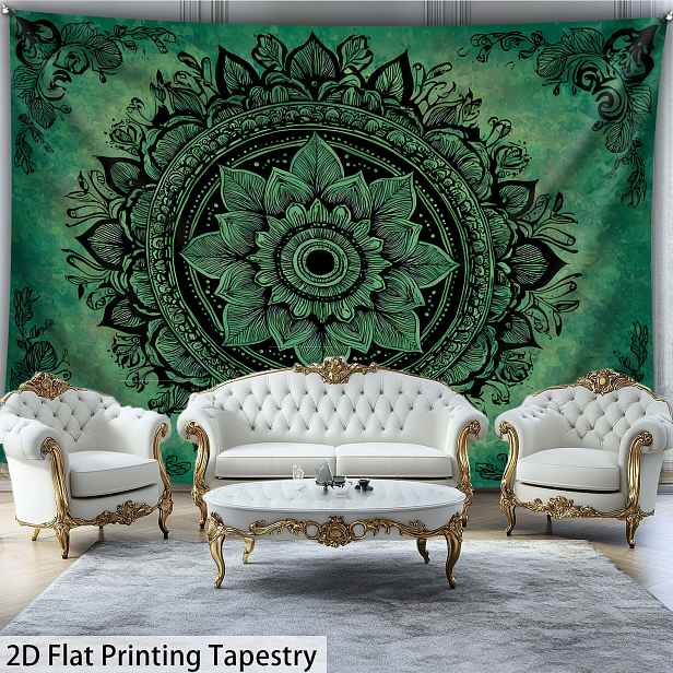 TEMU 2D Plochý, [2D Plochý Tisk] 1 ks - Retro Mandala Etnický Bohémský Styl - Ultra Velká Velikost - HD Digitální Tisk Obří Gobelín - Polyester -