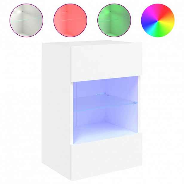 vidaXL Nástěnná TV skříňka s LED osvětlením bílá 40 x 30 x 60,5 cm