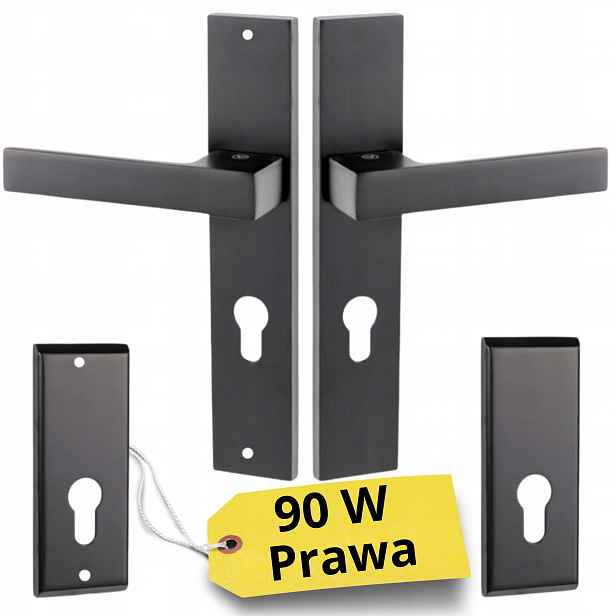 Klika Pro Vnější Dveře Černá Mat 90W Pravá S Horním Štítem Komplet