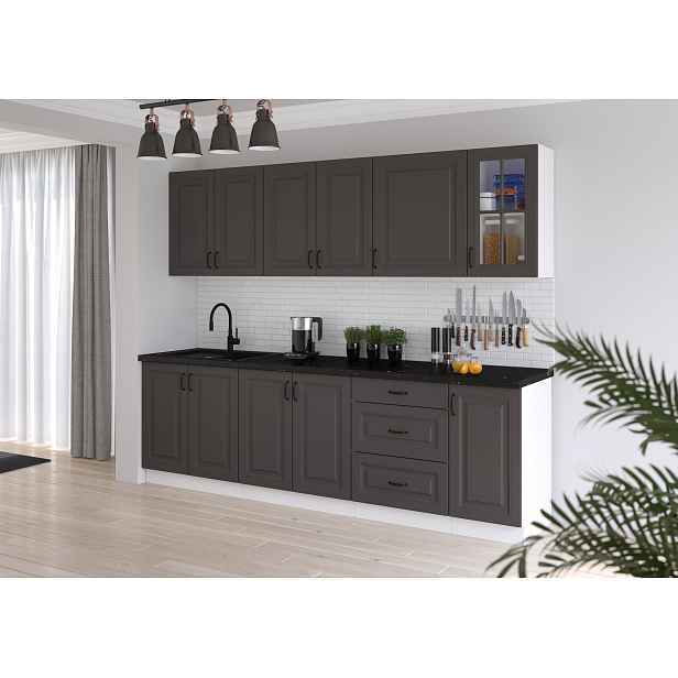 Kuchyňská linka 260 cm Stilo 3 - Bílá + Grafit