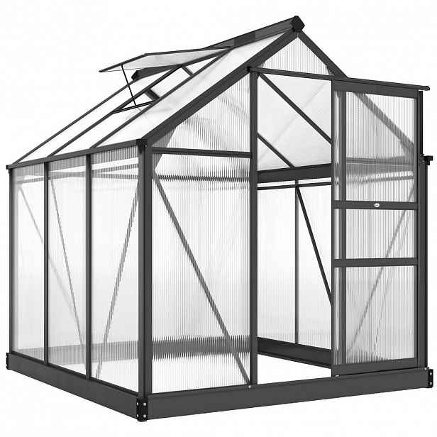 Outsunny SKLENÍK hliníkový 3,65 m² 190 x 192 x 201 cm se základem a střešním oknem