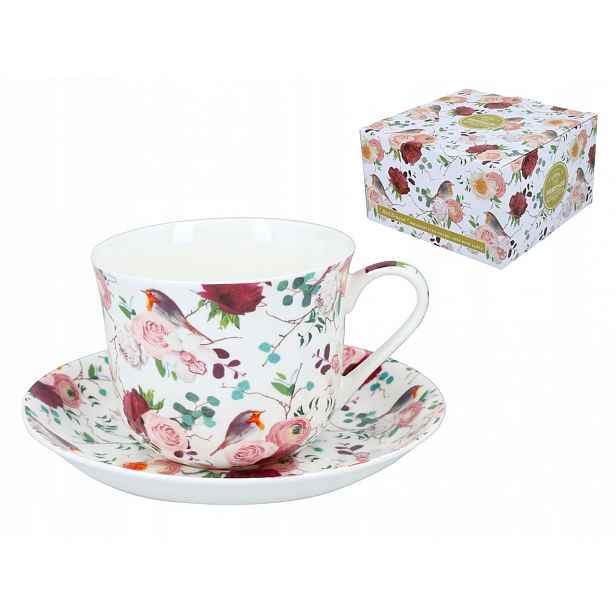 Velký šálek anglického porcelánu s motivem ptáků