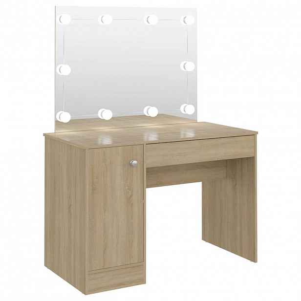 vidaXL Kosmetický stolek s LED světly 110 x 55 x 145 cm MDF dub