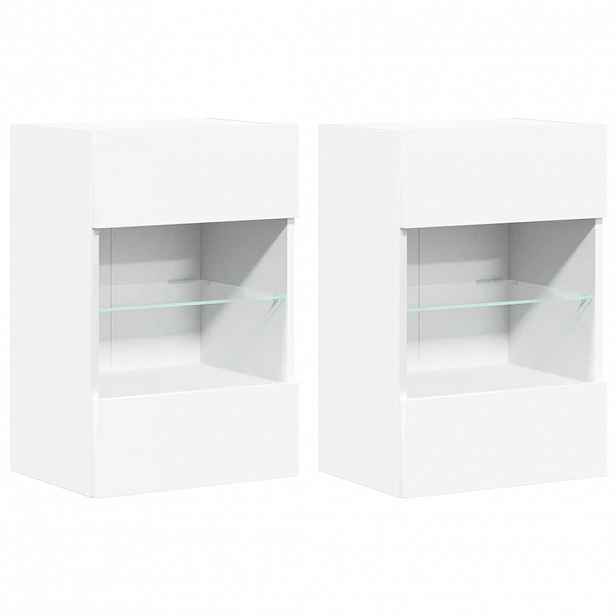 vidaXL Nástěnné skříňky s LED osvětlením pro TV 2 ks bílé 40x30x60,5 cm