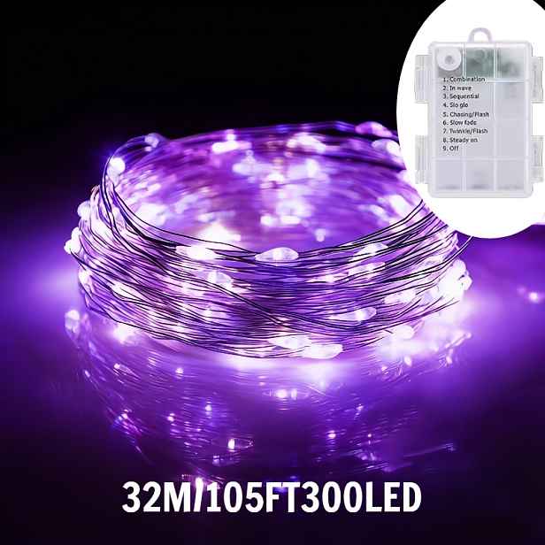 TEMU 1ks LED Řetězová Světla ve Tvaru Pohádkových Světýlek s Bateriovým - 50/300 LED Pohádková Světýlka, Vhodná pro Vnitřní a Venkovní Dekoraci,