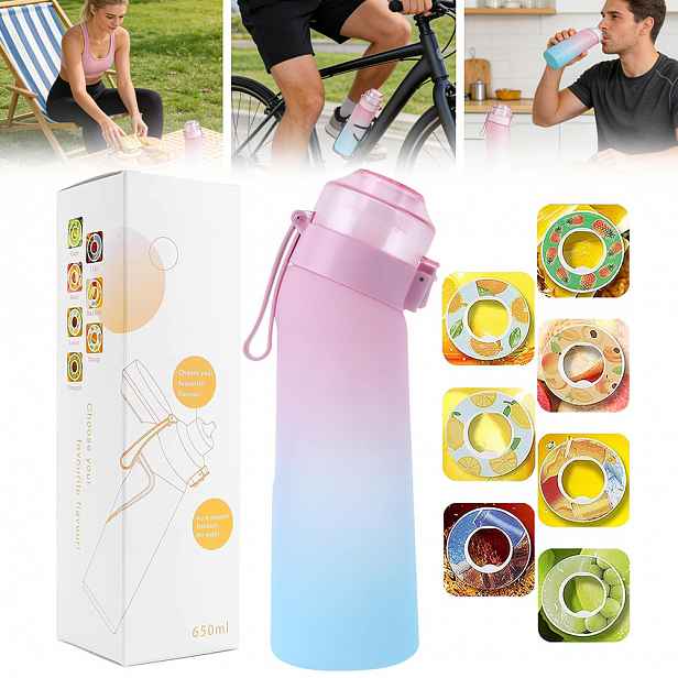 650 ml Láhev na vodu 7 kapslí bez cukru a kalorií, růžová