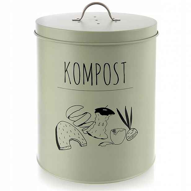 Kuchyňský Kompostér S Uhlíkovým Filtrem, Kovová, Zelená Nádoba