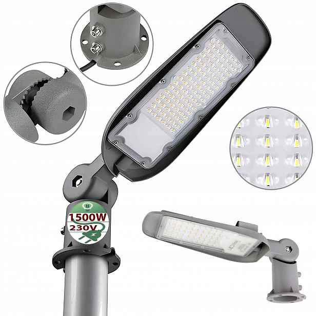 Průmyslová parková pouliční lampa na sloup IP65 Led 1500W síť 230V Studená