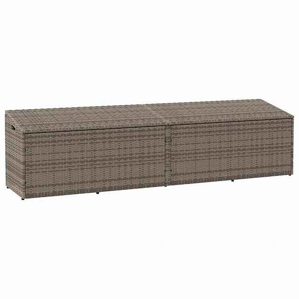 vidaXL Zahradní úložný box šedý 220x50x58 cm polyratan