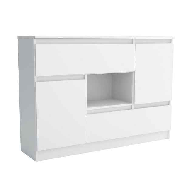 MASSENO KOMODA FIORENZA, 120/85/33 cm s 2 zásuvkami a 2 dvířky, bílá