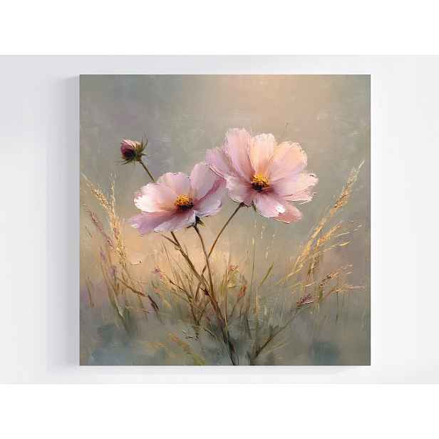 Obraz Na Plátně Canvas Olej Příroda Léto Zahrada Růžové Květy Vesmír 60x60