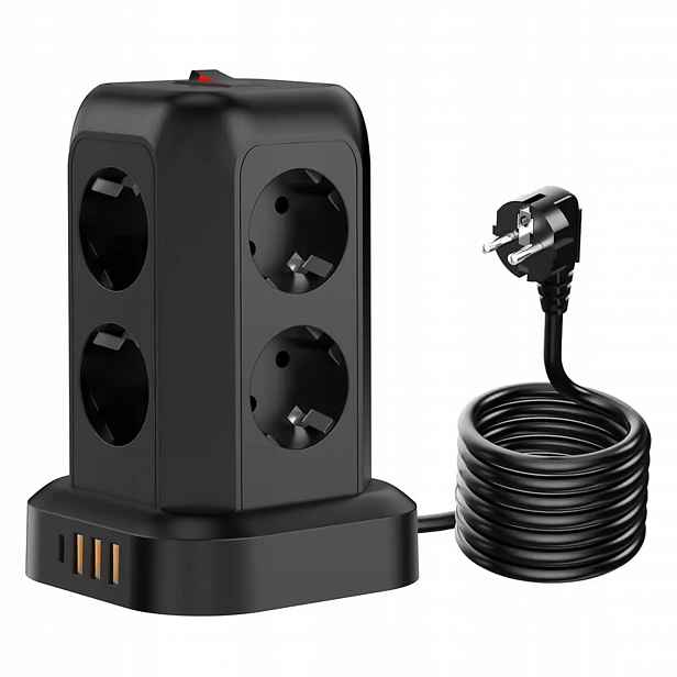 Prodlužovací Kabel Zásuvková Lišta 8 Zásuvek Ac Eu 3X Usb Usb-c C 2500 W