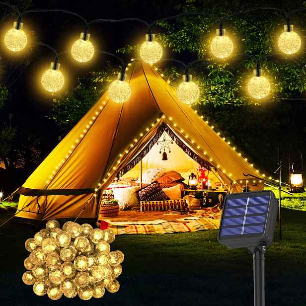 Světelná girlanda Realky 1320 cm solární žlutá