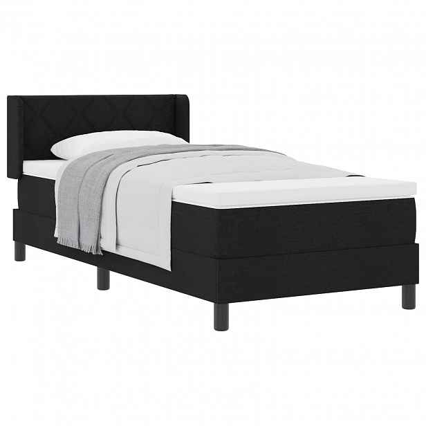 vidaXL Postel s boxspringem s čelo Černý 190 x 90 cm textil