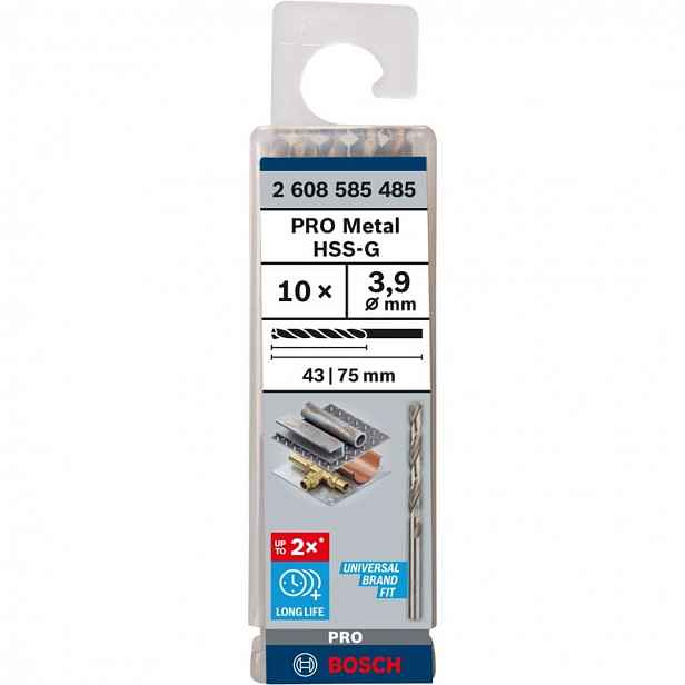 Bosch - Sada vrtáků do kovu, 3,9x75 mm, 10 ks 2608585485