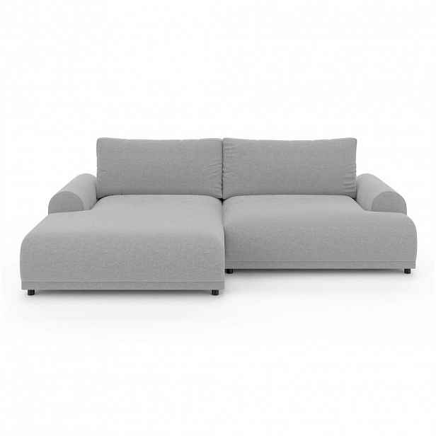 luma-home ROHOVÁ POHOVKA s funkcí rozkládání, úložný prostor, extra široký otoman vlevo, zaoblené područky, Š240/H145/V81 cm, světle šedá ženilka / 21