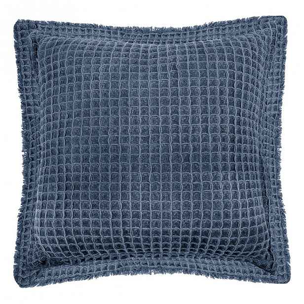 Modrý bavlněný dekorativní polštář Tiseco Home Studio Waffle, 45 x 45 cm