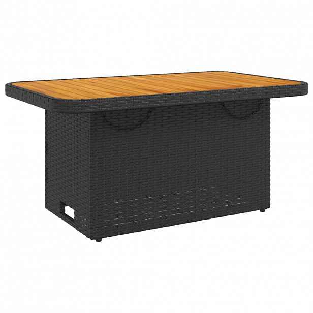 vidaXL Zahradní stolek černý 90 x 55 x 71 cm polyratan a akácie