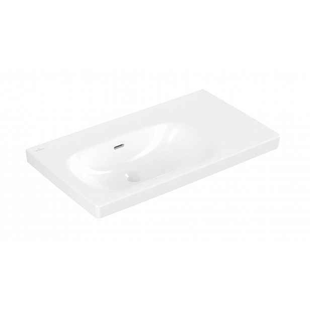 Villeroy & Boch Skyla - Umyvadlo 80x46 cm, s přepadem, bez otvoru pro baterii, CeramicPlus, alpská bílá 5A52L3R1