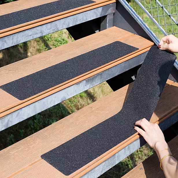 TEMU 10 ks protiskluzových pásek na schody, 80 Grit, černé, odolné protiskluzové pásky pro schody, skateboardy, paluby a – snadná instalace