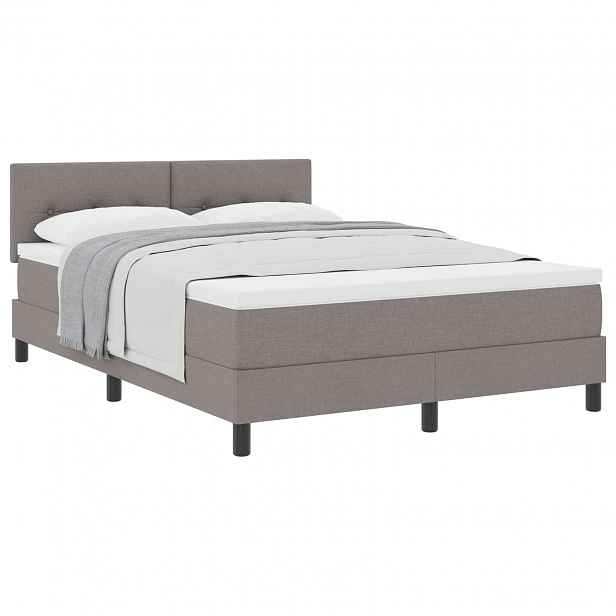 vidaXL Postel s boxspringem s čelo Taupe 140 x 200 cm textil