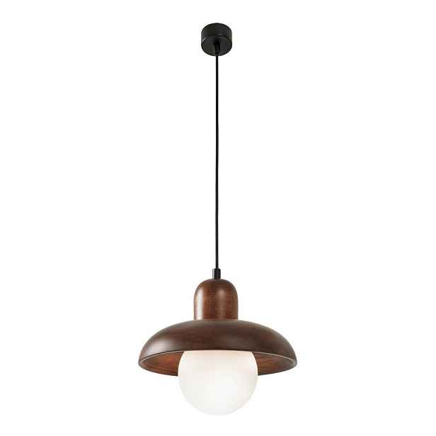 Hnědé závěsné svítidlo s dřevěným stínidlem ø 25 cm Elsa – Opviq lights