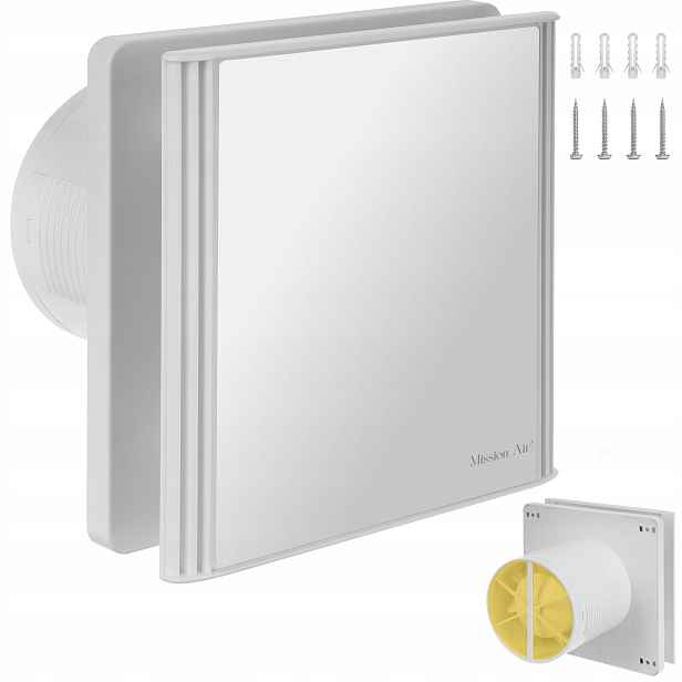 Koupelnový Ventilátor Mission Air Edge 100 Ht Bílý Higrostat Timer Klapka