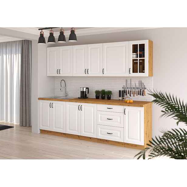 Kuchyňská linka 260 cm Stilo 3 - Dub artisan + Bílá