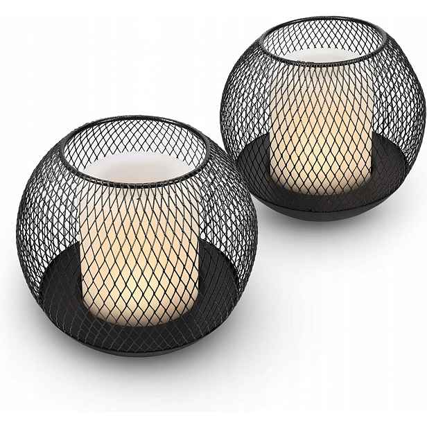 Led Solární Zahradní Lampa Sada 2 ks Loftová Koule Dekorace Svíčka Outdoor