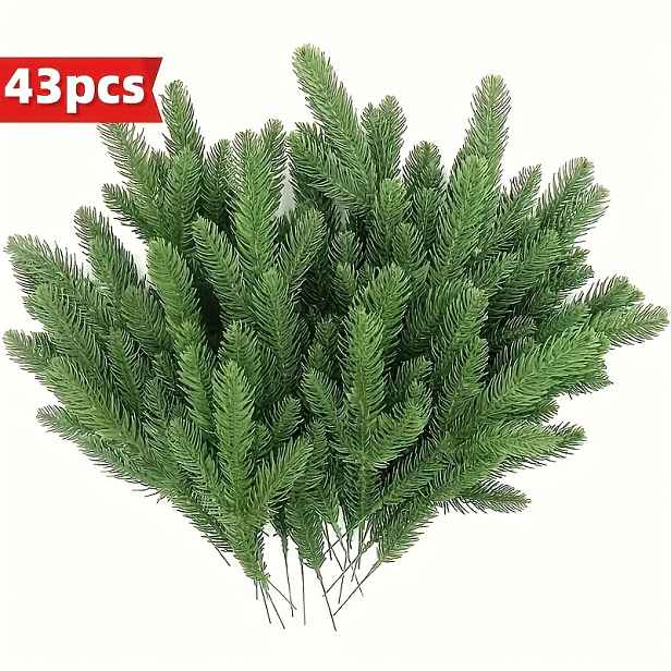 TEMU 43 ks Umělé jehličí - Simulované jehličí, vhodné pro vánoční věnce a moderní domácí dekorace, plastový materiál (kontejner není součástí balení)