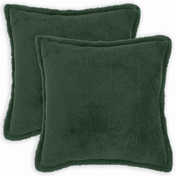 vidaXL Povlak na polštář 2 pcs HOUTEN Tmavě zelená 70 x 70 cm Bouclé