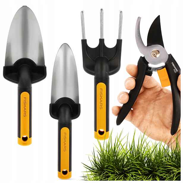 Zahradní Nůžky Zahradní Lopatka Hrábě Drápky Prémiová Sada 4 Nástrojů Fiskars