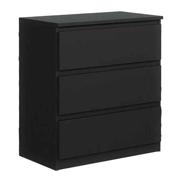 MASSENO KOMODA NUDO, 70/78,5/39 cm se 3 zásuvkami a dvířky, černá