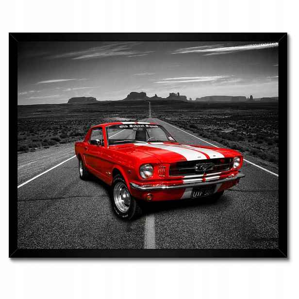 Plakáty v rámu 50x40 Červený Ford Mustang