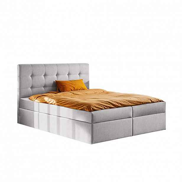 Kaiser Möbel KONTINENTÁLNÍ POSTEL s matrací a úložným prostorem LUDANO tkanina Soro Světle šedá 120x200 cm H3-Bonell