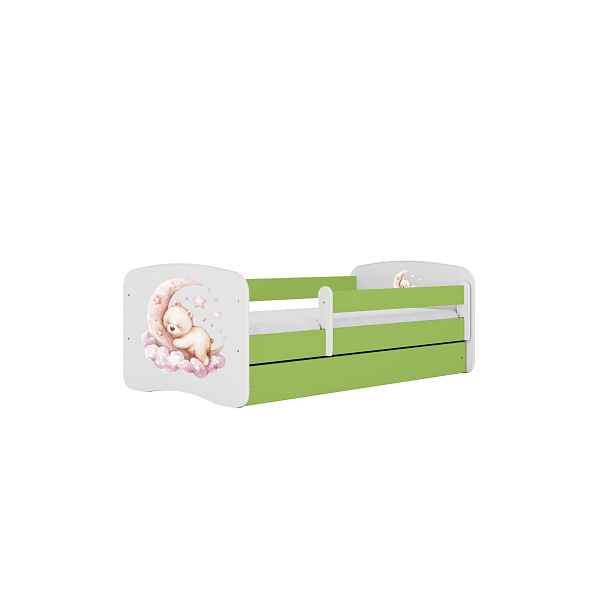 Kocot kids Dětská postel Babydreams medvídek zelená, varianta 70x140, se šuplíky, bez matrace
