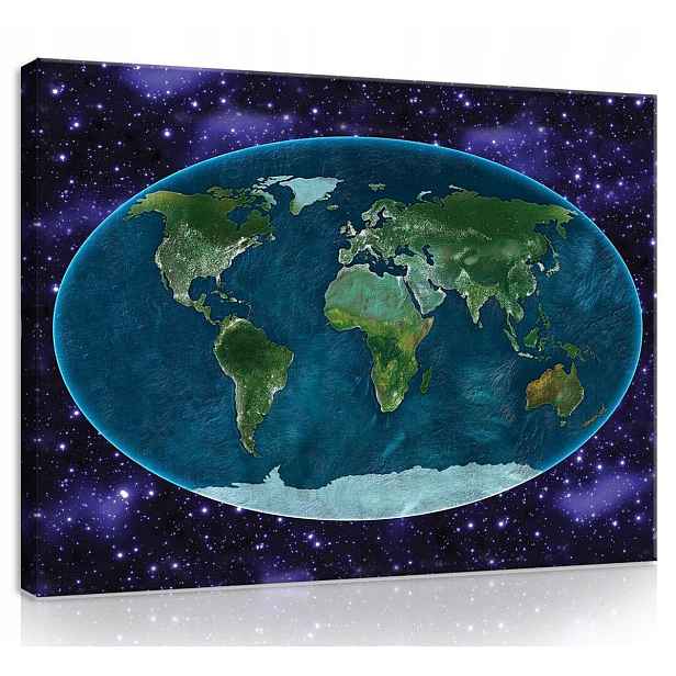Obraz Na Plátně Canvas 70x50 Mapa Svět Země Glóbus Vesmír