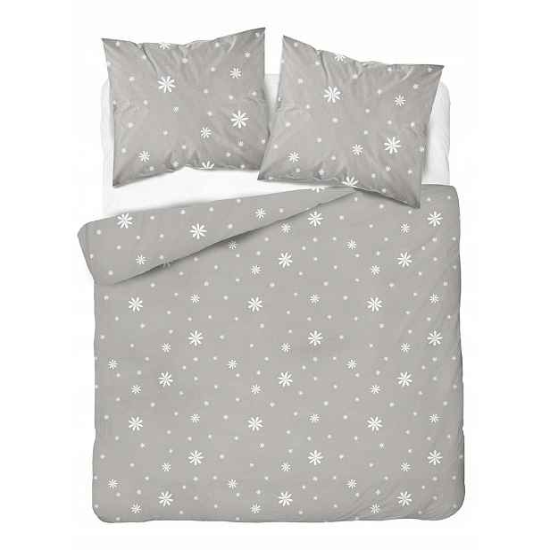 Povlečení 220x200 šedé s bílými květy Home Satin