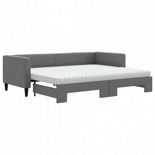 vidaXL Válenda s přistýlkou a matracemi tmavě šedá 80 x 200 cm textil