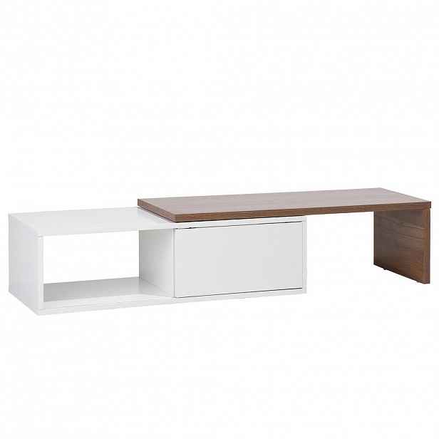 Beliani TV STOLEK Bílý, Tmavě hnědý YONKERS 40/110-159/32 cm