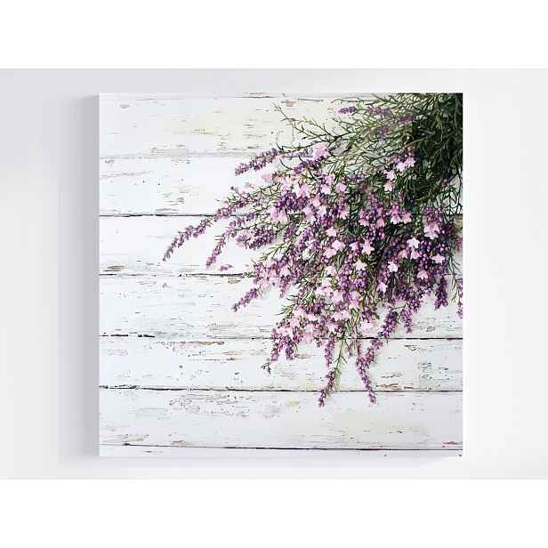 Obraz Na Plátně Plátno Květy Levandule Shabby Chic Vintage Dřevo 50x50