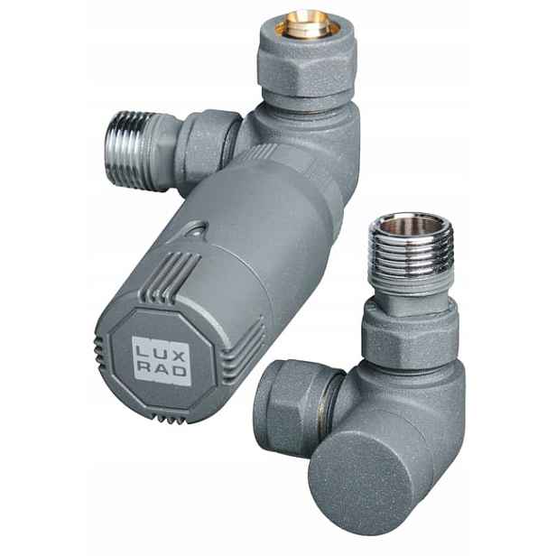 Sada termostatických ventilů Axiálně Pravá 1/2" Grafit Struktura Luxrad