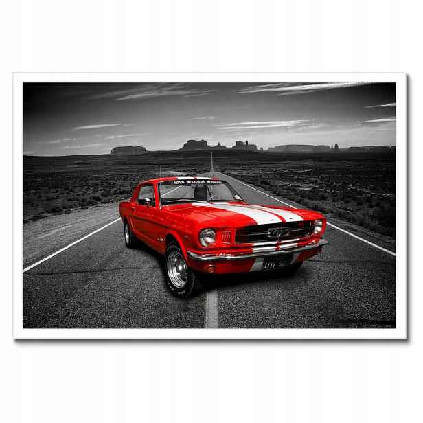 Plakáty v rámu 60x40 Červený Ford Mustang