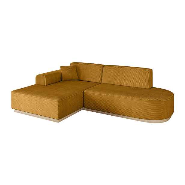 ALTDECOR ROHOVÁ SEDAČKA s otomanem, levá IREA-L1 232x165x80 Hořčicová Manšestr